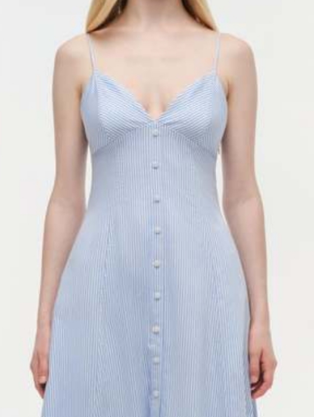 Nwot 2026 Simkhai HONOR Cotton Button Up Striped Dress Hydrangea Blue 6 - Picture 8 of 9